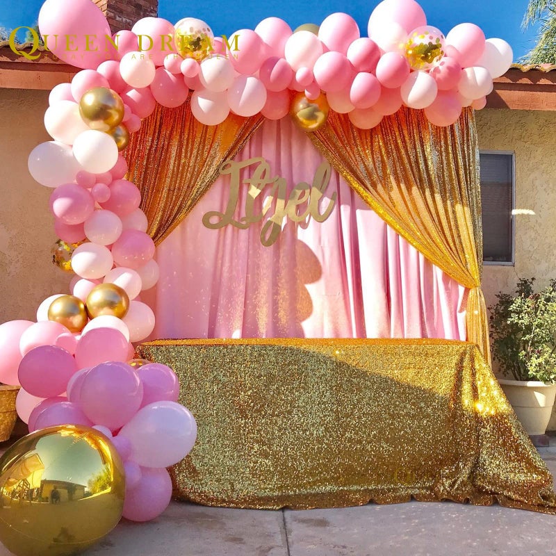 QueenDream Gold Sequin Backdrop Drapes 4 Panels 2FTx8FT Glitter Backdrop Curtains for Wedding Party Stage Decorations - Image 4